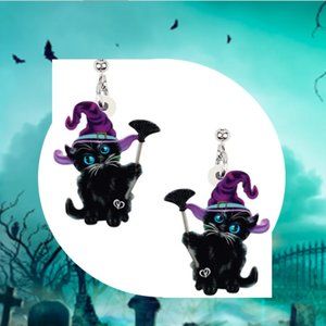 🍏50% OFF/3+...🎃👻Cute Little Black Cat Halloween Earrings